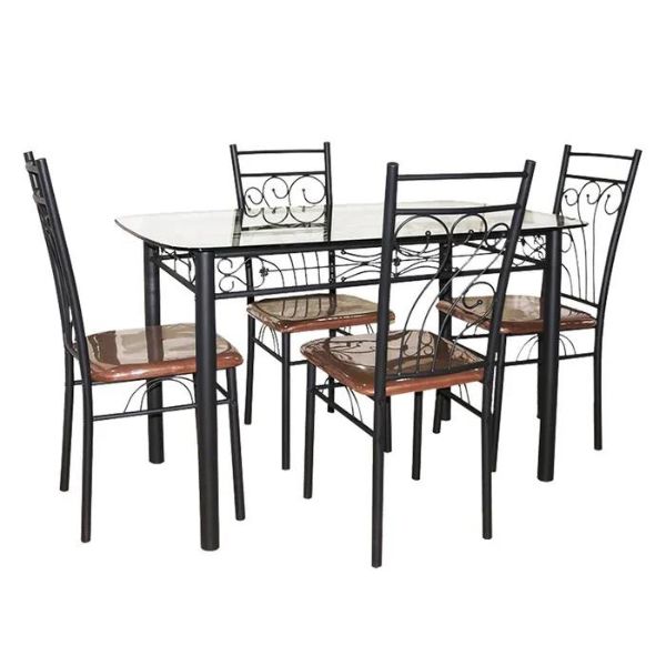 Juego Comedor Tokoa Metal y Vidrio CO-4000 Juego Comedor Tokoa Metal y Vidrio CO-4000