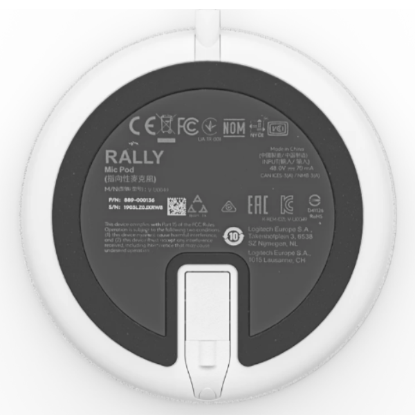 952-000038-4 Micrófono Logitech Rally Mic Pod