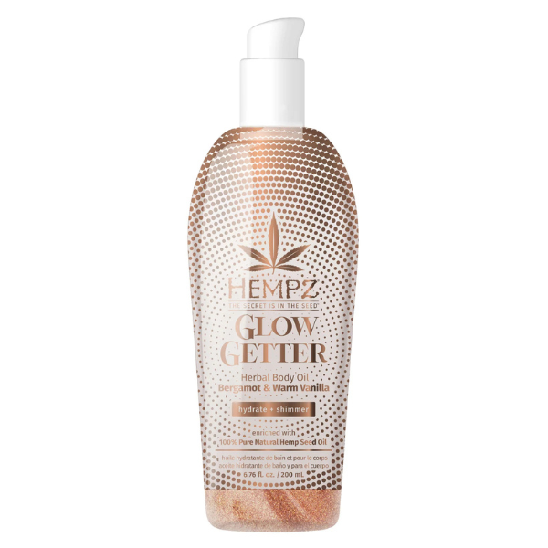 B0D186KZSK Aceite Corporal Hempz Glow Getter con Brillo