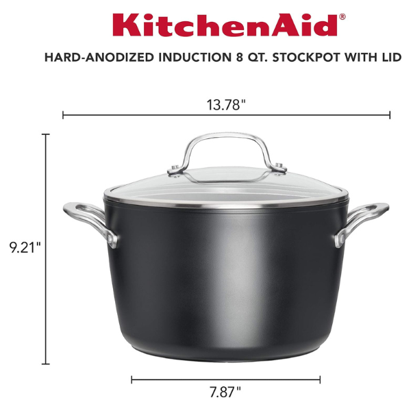 B08GDYQ4SB (7) Olla de inducción KitchenAid Antiadherente Anodizada con tapa de 8 cuartos