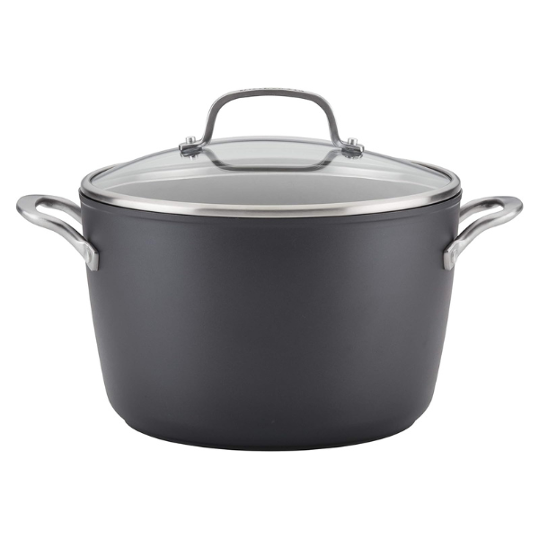 B08GDYQ4SB Olla de inducción KitchenAid Antiadherente Anodizada con tapa de 8 cuartos