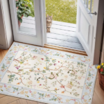 Alfombra Jinchan floral de 3 x 5 pies lavable
