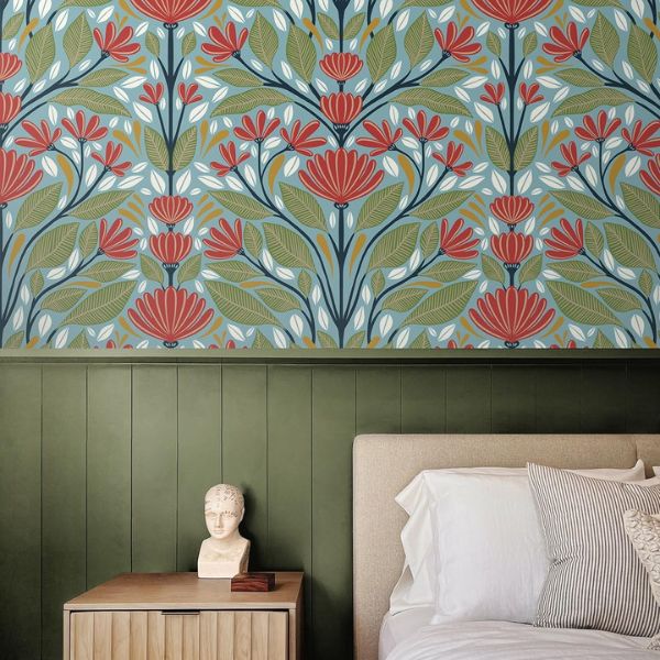 B0CD2XKNDW-4 Papel tapiz NextWall Shalin Folk Floral