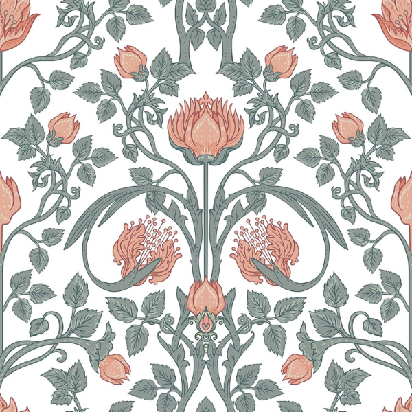 B0D41SC1XK Papel tapiz VEELIKE retro floral 17.7 x 118 inch