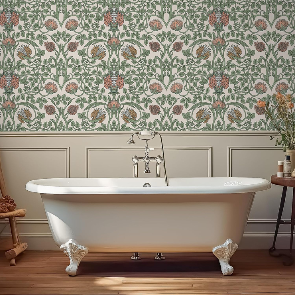 B0D7H31HVR (5) Papel tapiz VEELIKE retro floral 17.7 x 118 inch