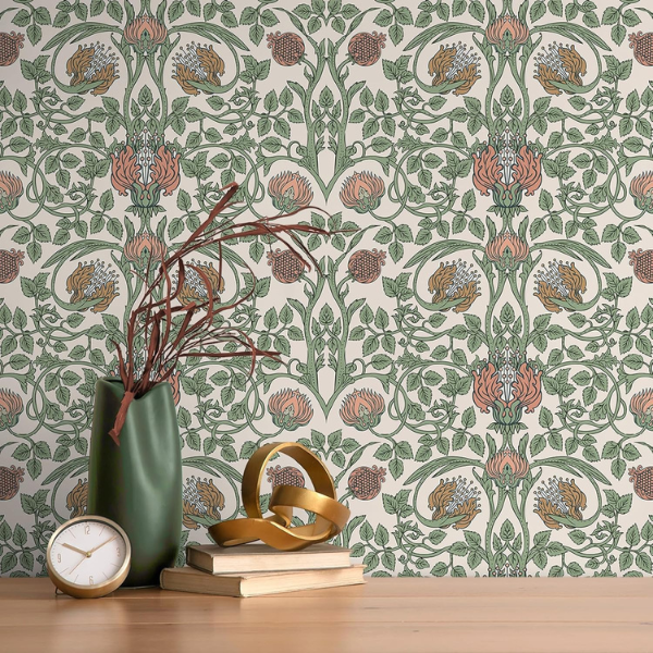 B0D7H31HVR (6) Papel tapiz VEELIKE retro floral 17.7 x 118 inch