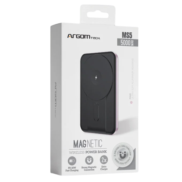 ARG-PB-1160PK (2) Banco de energía ArgomTech MS5 magnético 5000 mAh