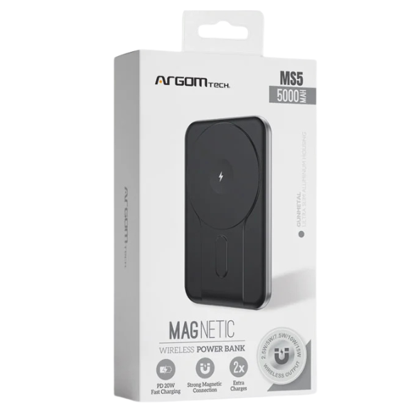 ARG-PB-1160SL (2) Banco de energía ArgomTech MS5 magnético 5000 mAh