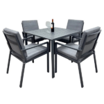 Comedor Tokoa aluminio 4 sillas