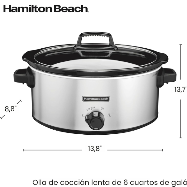 33665G-4 Olla de Cocción Lenta Hamilton Beach 6 Litros, 33665G